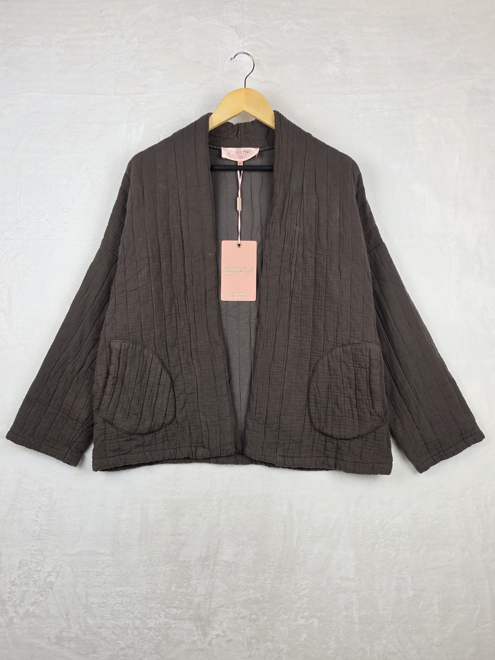 Scandal Italy Scarletto Jacket Womens Medium NWT 100% Cotton Crinkle Cardigan